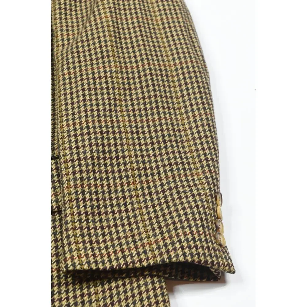 Faconnable Sportcoat Blazer Mens Large Long Brown Check Wool Cashmere 3-Button